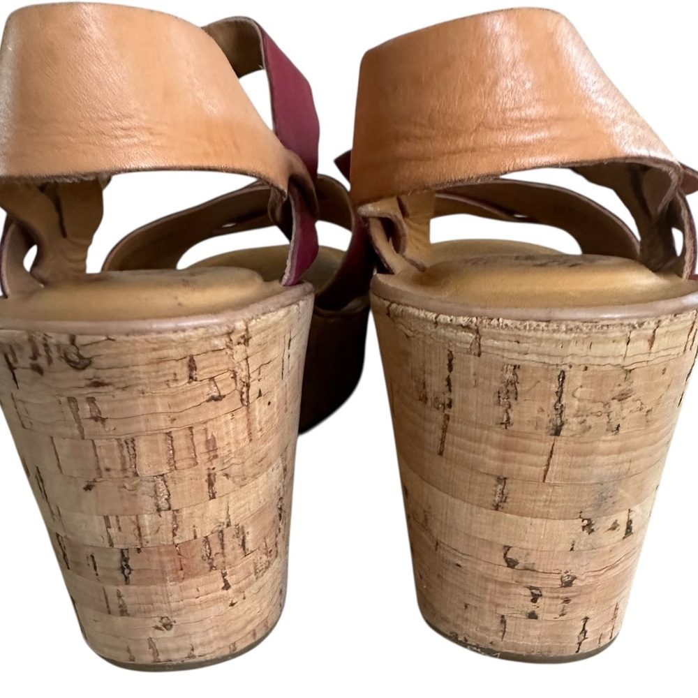 Kork-Ease Women's Pink/Berry Leather Cork Platform Sandals - Picture 9 of 15